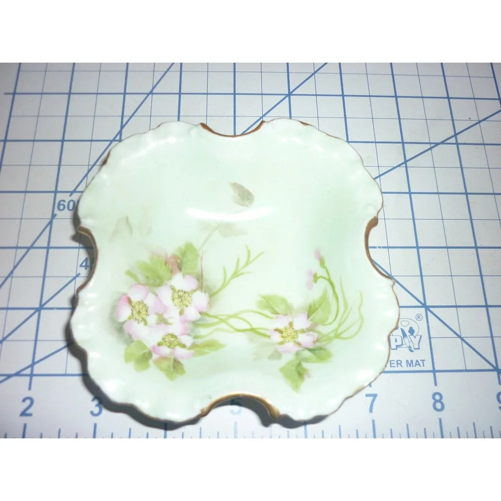 Antique Rosenthal RC Monbijou Bavaria Porcelain Pin Dish Bowl Pink Flowers Gilt